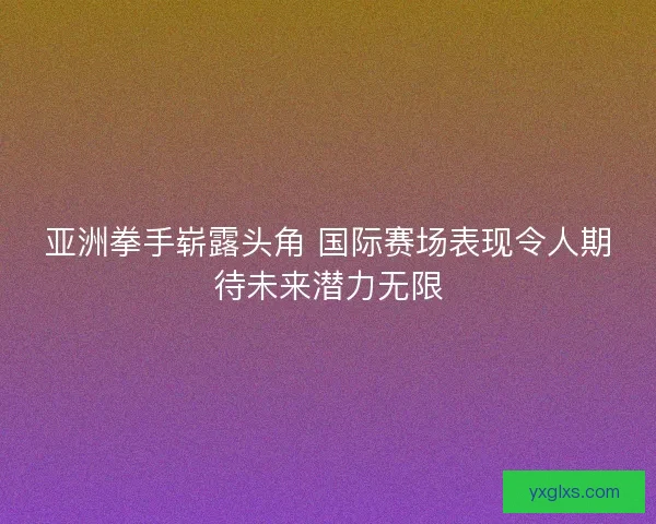 亚洲拳手崭露头角 国际赛场表现令人期待未来潜力无限
